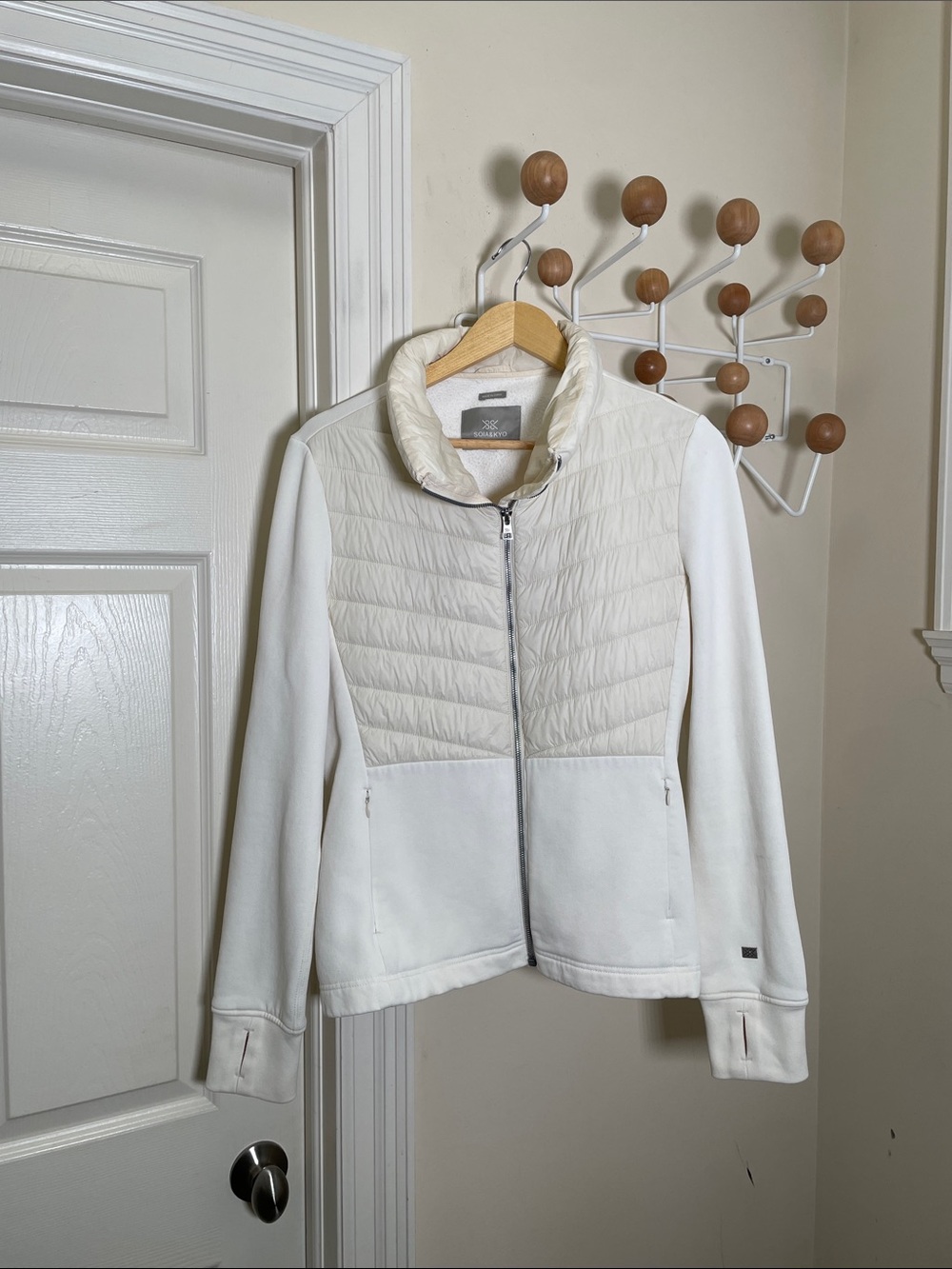 Soia & Kyo Outdoor Hybrid Quilted Puffer Jacket White Cream - XS